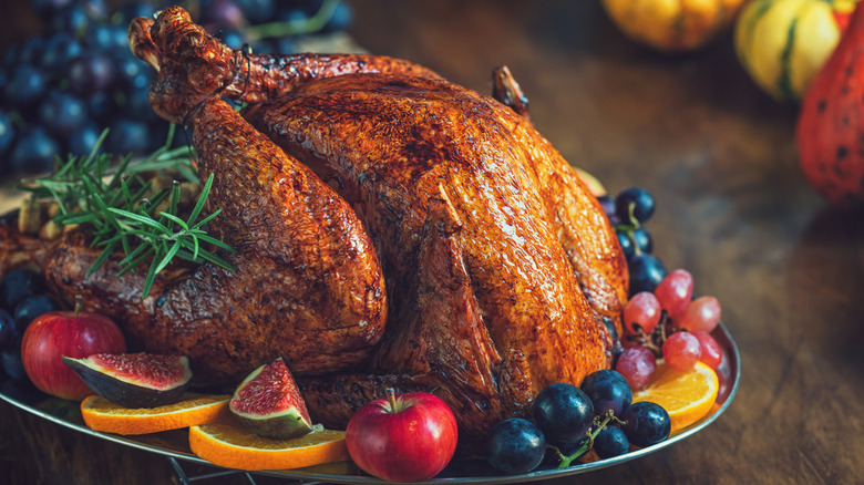 roasted turkey with fresh fruit and rosemary