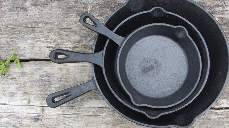 Stack of cast iron pans