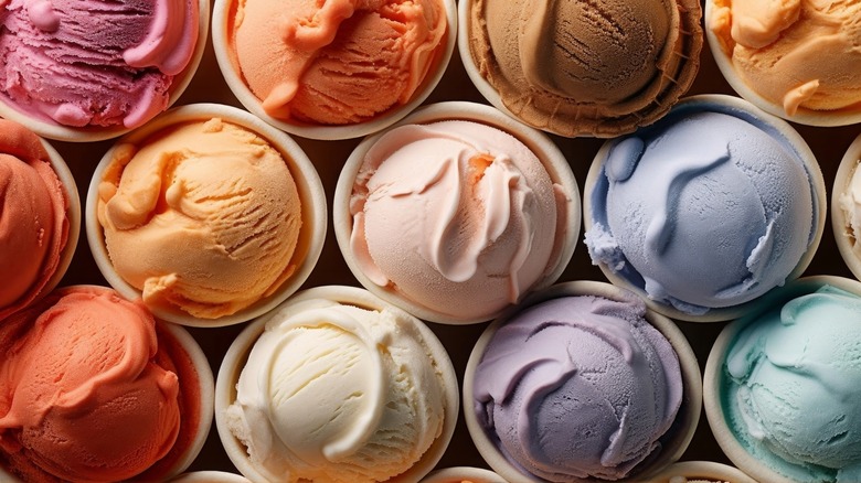 Colorful flavors of ice cream