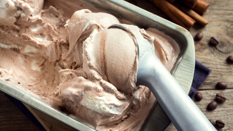 Bowl of homemade vanilla ice cream