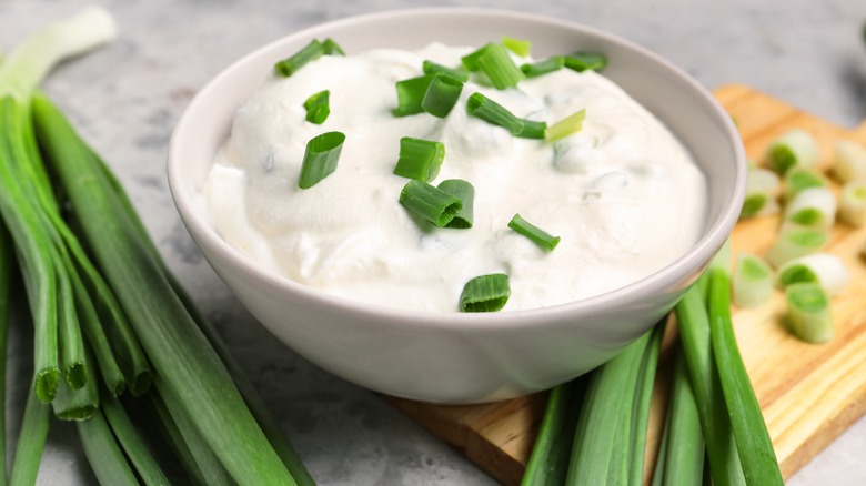 Sour cream and green onions