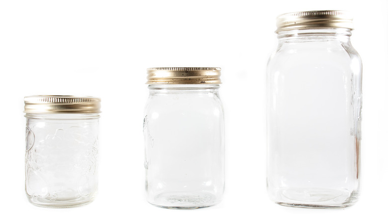 Different sizes of mason jars