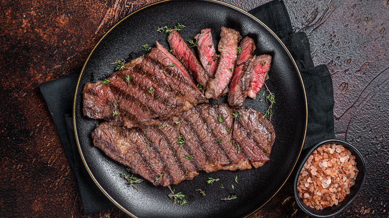 cooked steak on a plate