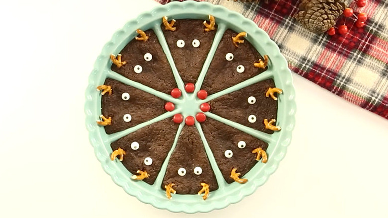 Rudolph the Red Nose Reindeer brownies in a green scone pan