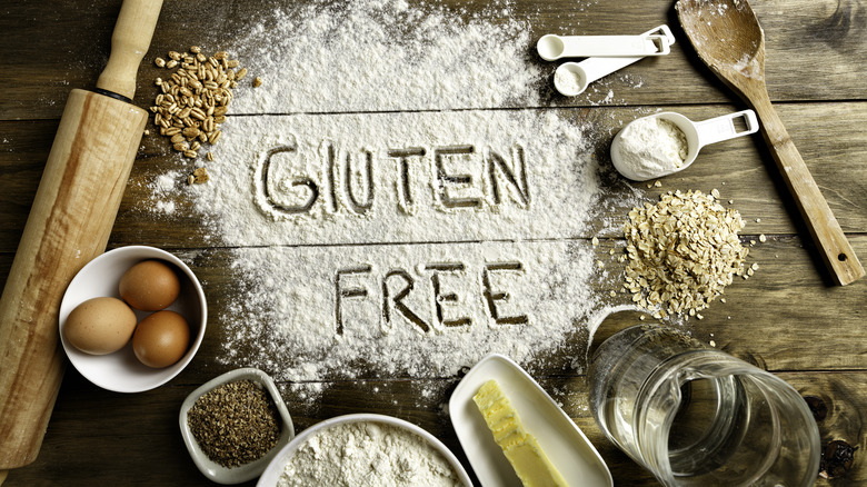 gluten-free ingredients on wooden table
