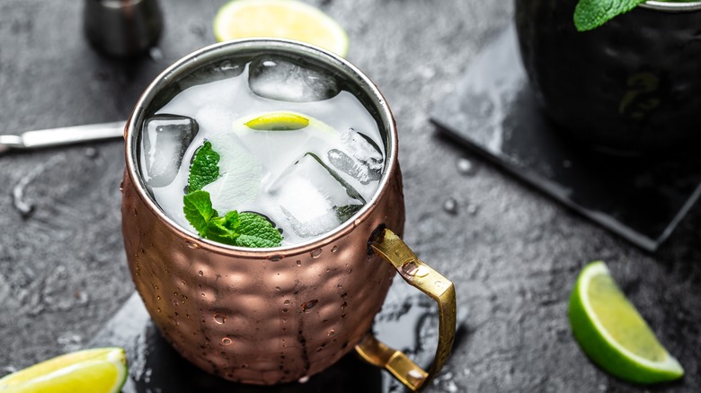 Moscow Mule cocktail on ice