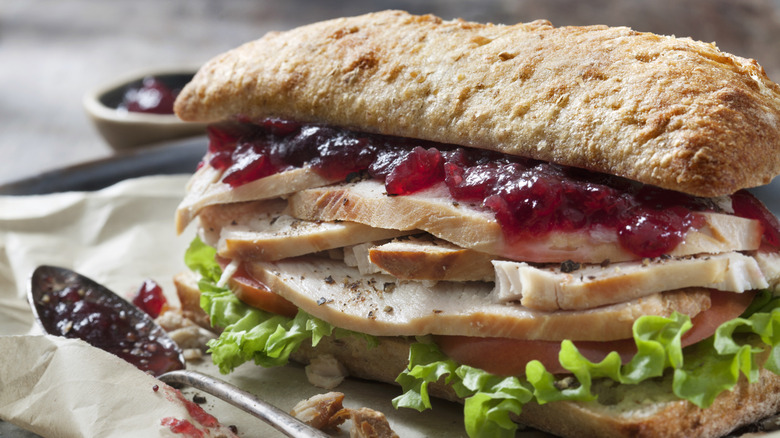 Roast turkey sandwich with cranberry