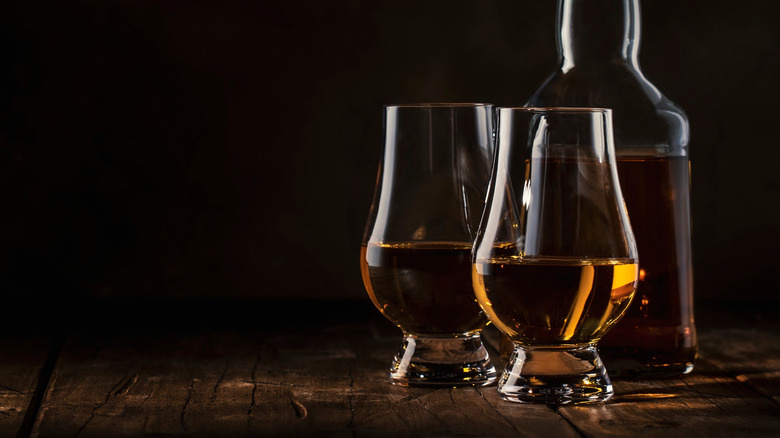 whiskey in tasting glasses