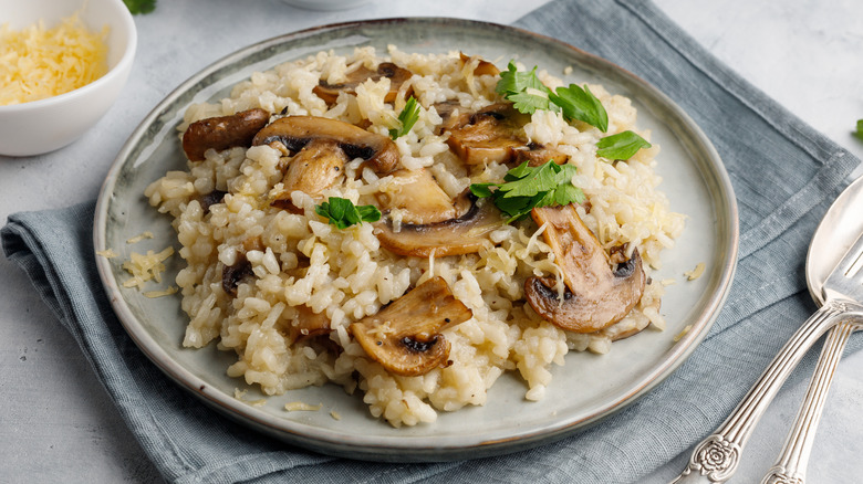 A plate of mushroom risotto