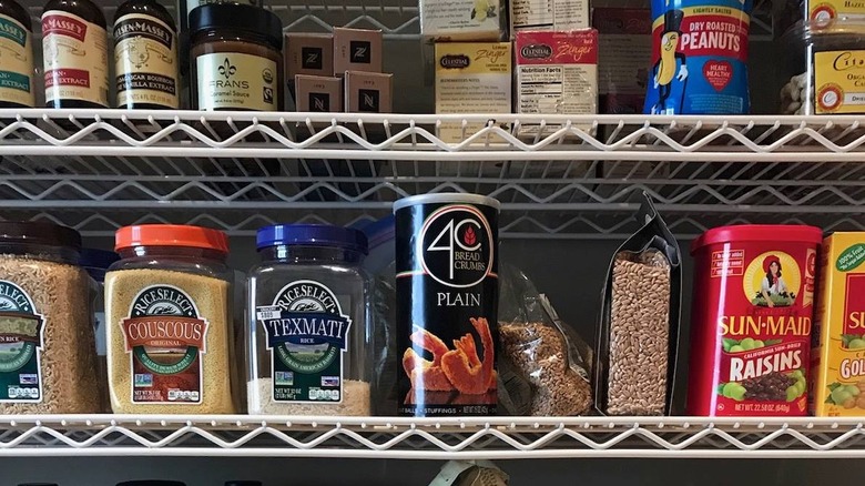 Ina Garten's kitchen pantry shelves with food