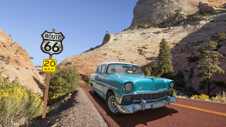 classic car on route 66