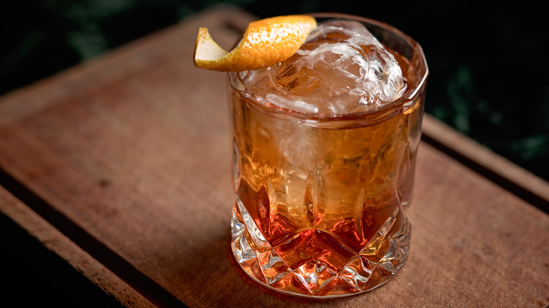 old fashioned cocktail with garnish