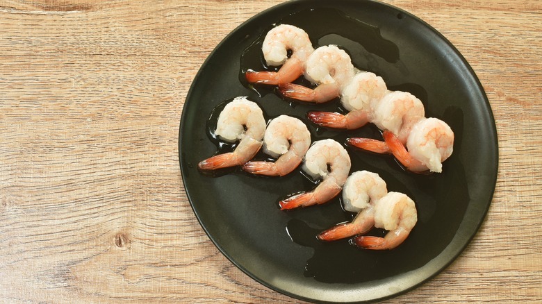 defrosted shrimp on plate