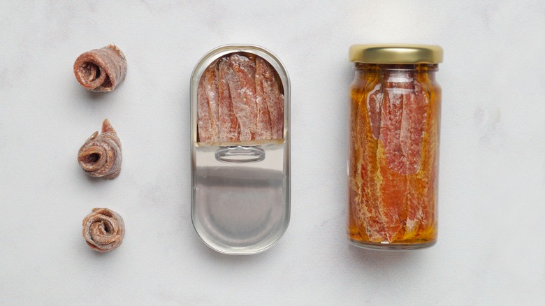 tin and jar of anchovies