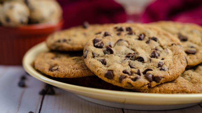 chocolate chip cookies on a plate