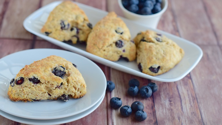 Plate of blueberry scones