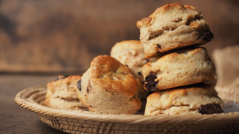 Basket of chocolate chip scones 