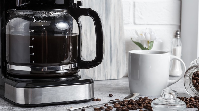 A coffee pot filled with coffee
