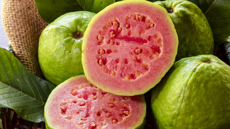 Halved guavas 