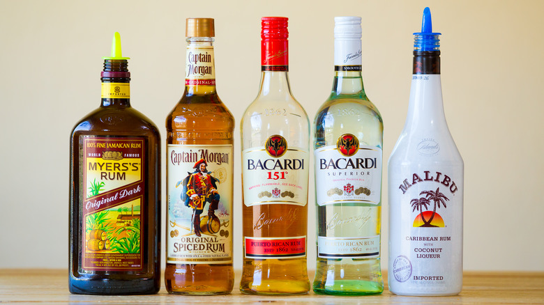 Lineup of rum bottles