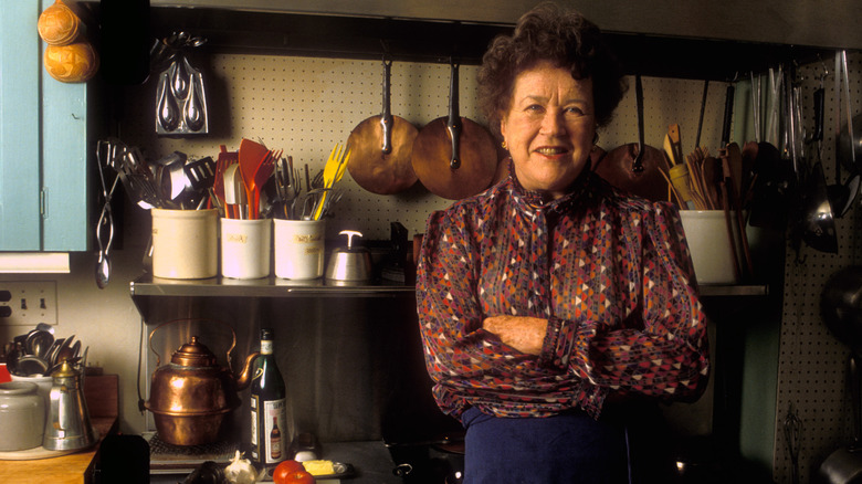 Julia Child in her kitchen