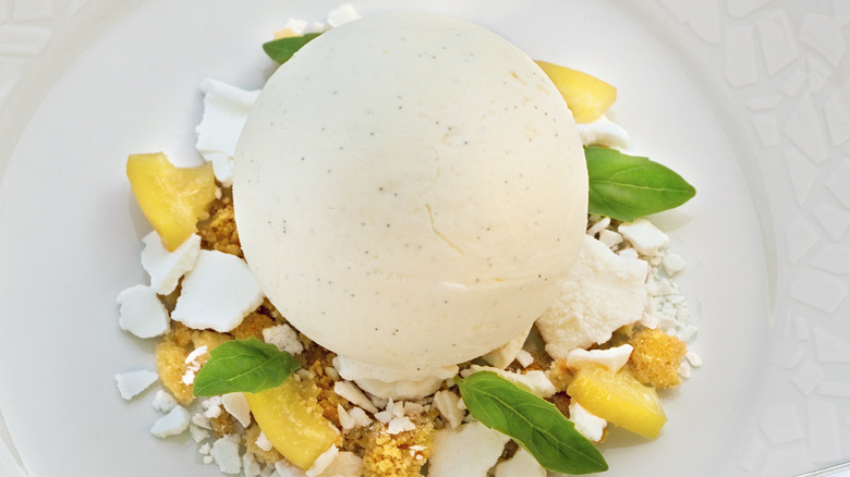 vanilla ice cream with lemon confit and basil