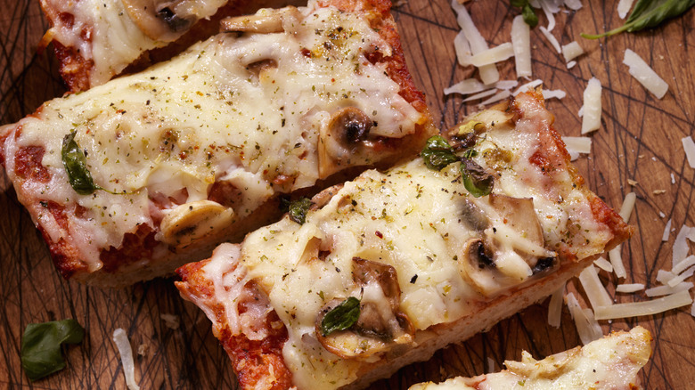 Sliced french bread pizza