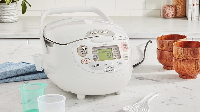 Zojirushi Neuro Fuzzy Rice Cooker and Warmer on a counter