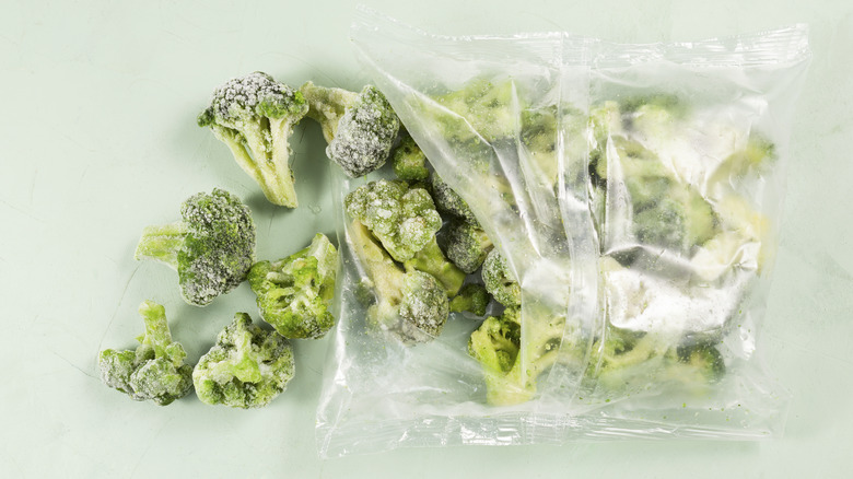 Bag of frozen broccoli