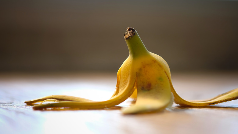Banana peel on floor