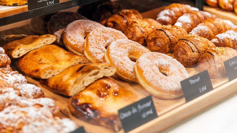 baked goods on display in bakery