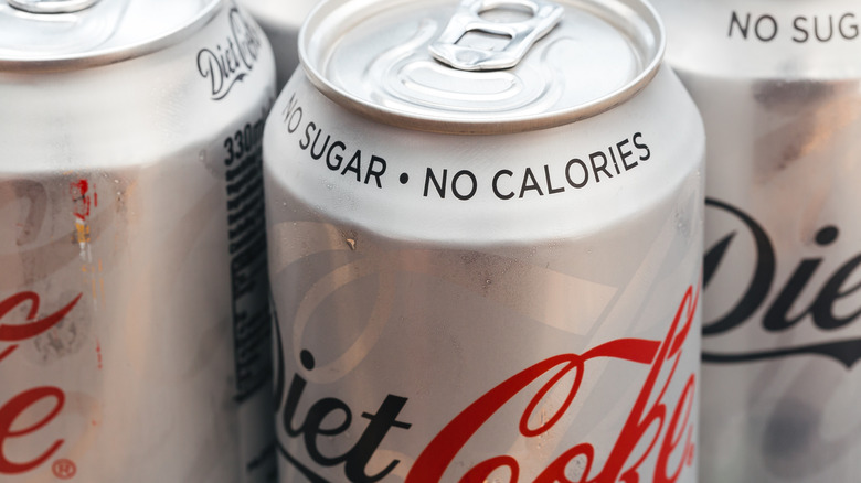 Close up of Diet Coke cans