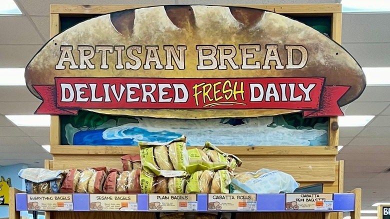 Pre-packaged ciabatta at supermarket