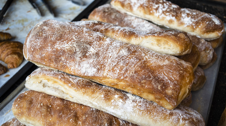 stack of freshly baked ciabatta