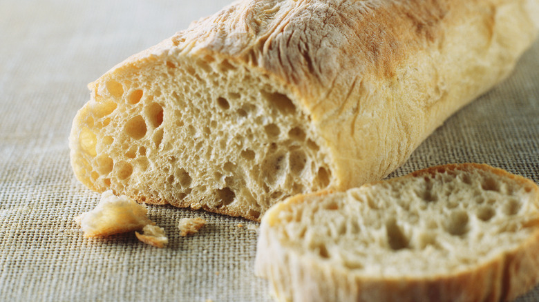 crosscut of ciabatta loaf