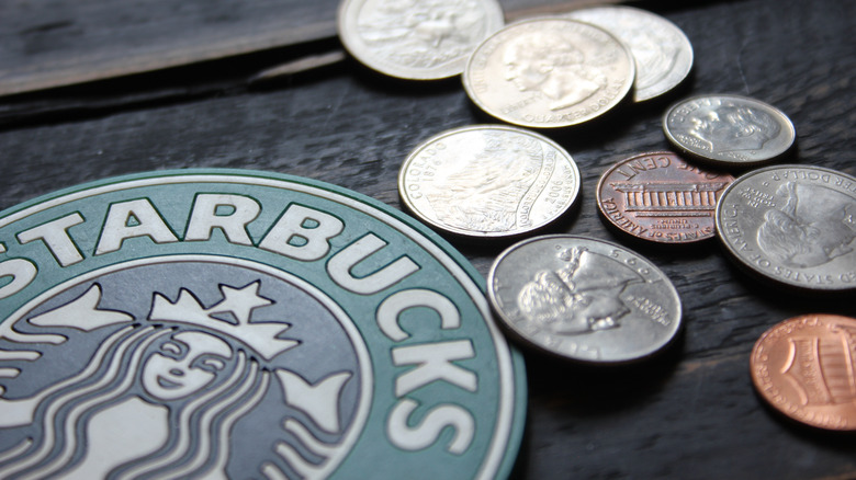 starbucks logo with coins