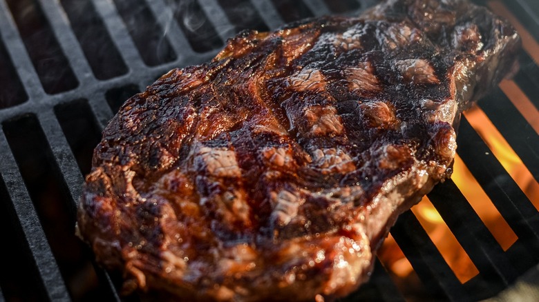 Steak on grill with good grill marks