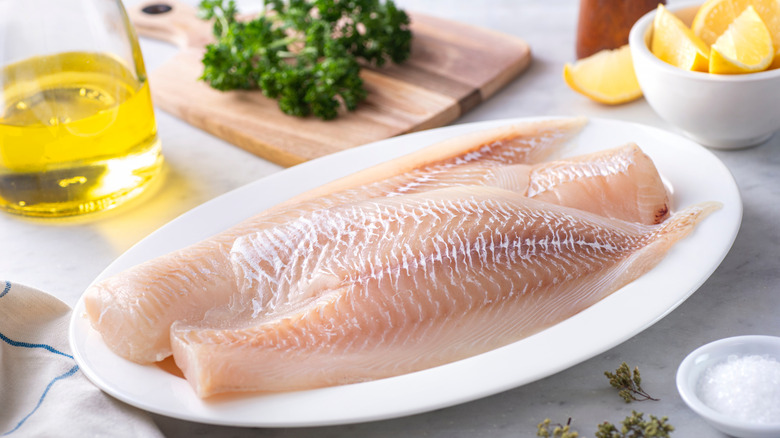 Thawed haddock on a plate