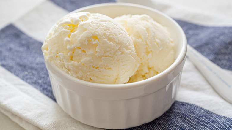 Bowl of vanilla ice cream