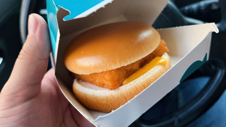 McDonald's Filet O Fish in a blue box