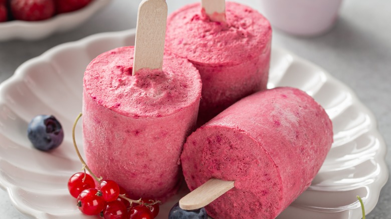 Yogurt popsicles on a plate