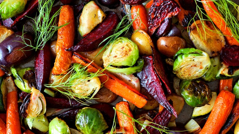 colorful batch of roasted vegetables