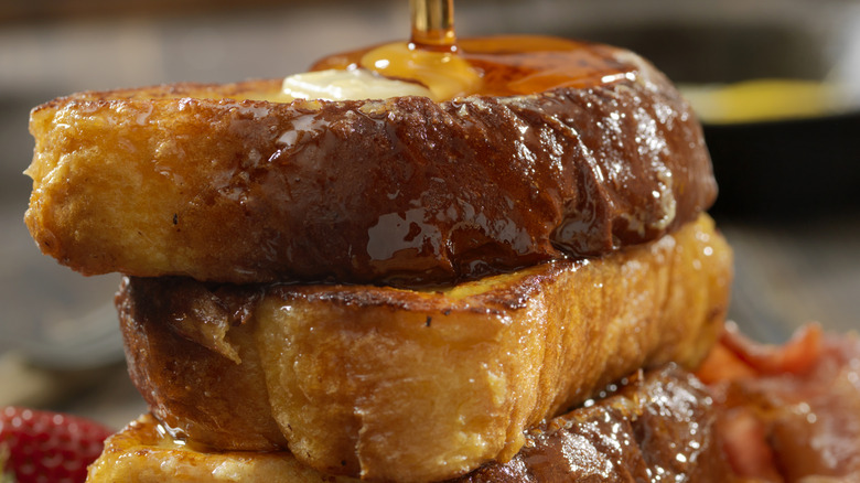French toast with syrup and butter