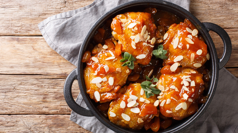 chicken thighs topped with fruit jam/glaze