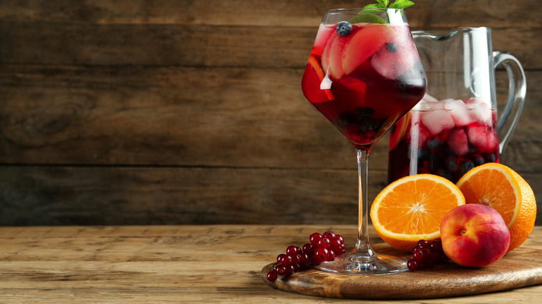 red wine sangria glass and pitcher