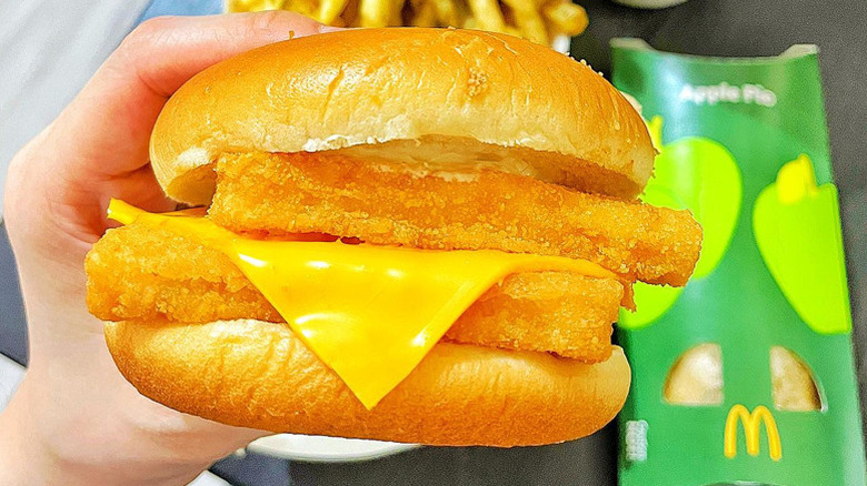 Double Filet-O-Fish burger with steamed buns and melted cheese