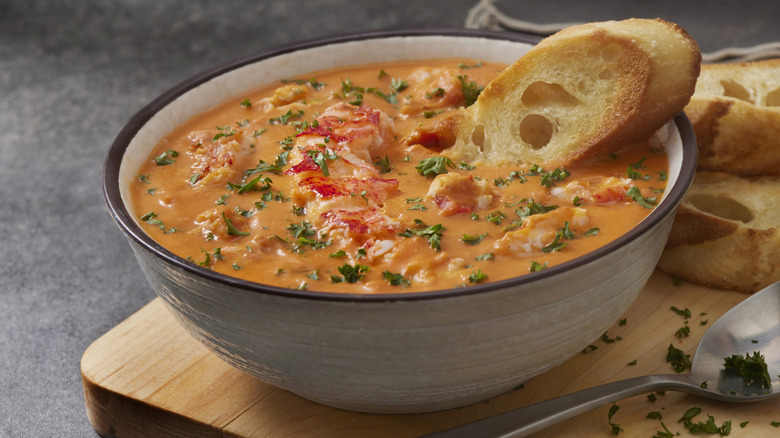 lobster bisque with bread