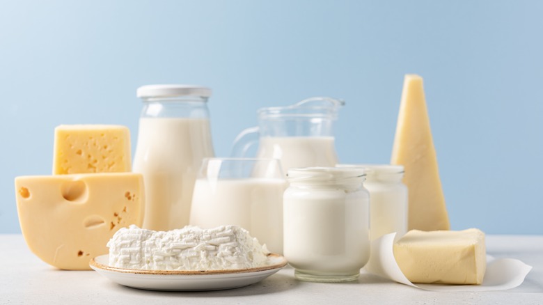 Dairy products including butter and cheese