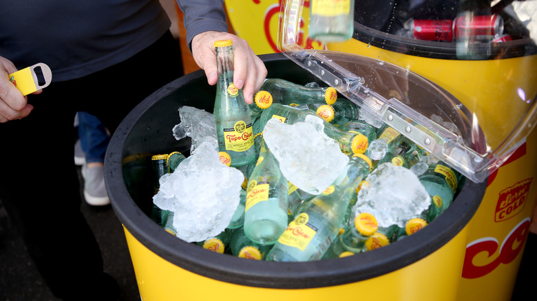 Topo Chico bottles over ice