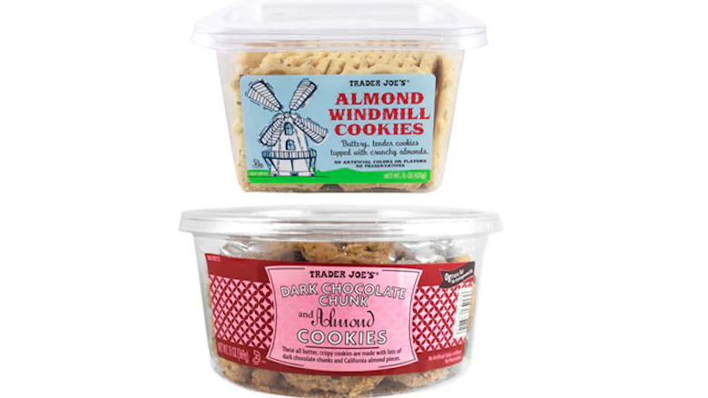 Two containers of Trader Joe's almond cookies